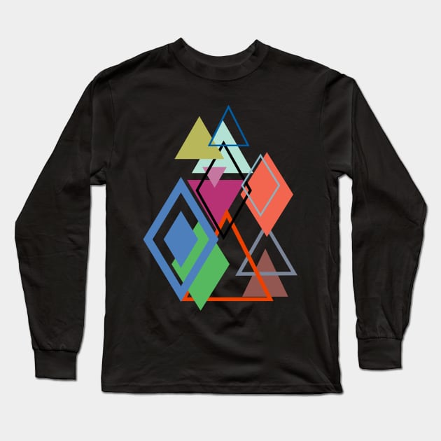 Colorful triangles and rhombuses, pattern of triangles Long Sleeve T-Shirt by SAMUEL FORMAS